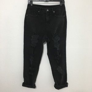 NWOT Washed Black Destroyed Mom Jeans - Mossimo